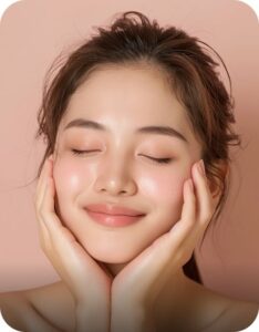 Natural makeup look using lip and cheek tint