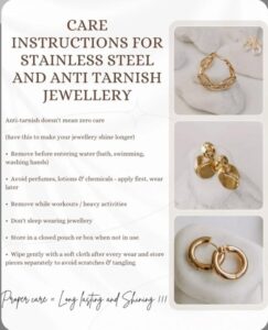 Stainless steel jewellery care tips infographic.