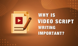 document graphic showing video script writing importance with mp4 video icon and pencil representing planning for short video content creation