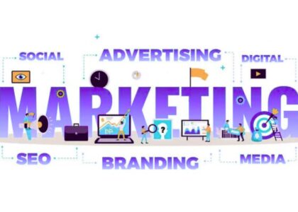 Importance of digital marketing infographic showing business growth, customer engagement, SEO, social media marketing, and online advertising strategies.